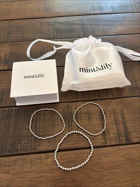 Mint&Lilly 433 Silver Beaded Bracelet Stacking Set 6.5”